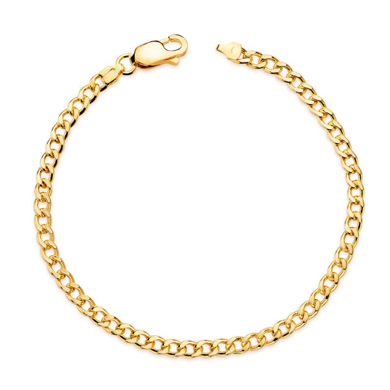 18K PULSERA ORO AMARILLO BARBADA HUECA ANCHO: 3,5MM LARGO: 19CM