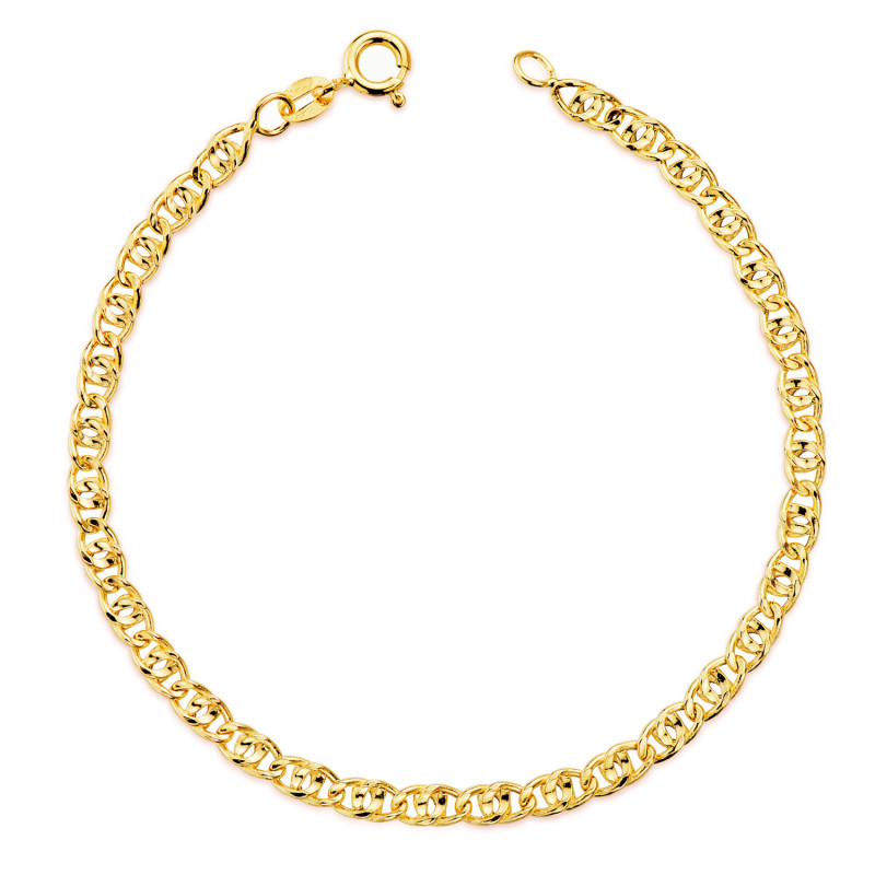 18K PULSERA ORO AMARILLO HUECA DOBLE ESLABON ANCHO: 3,5 MM. LARGO: 19CM