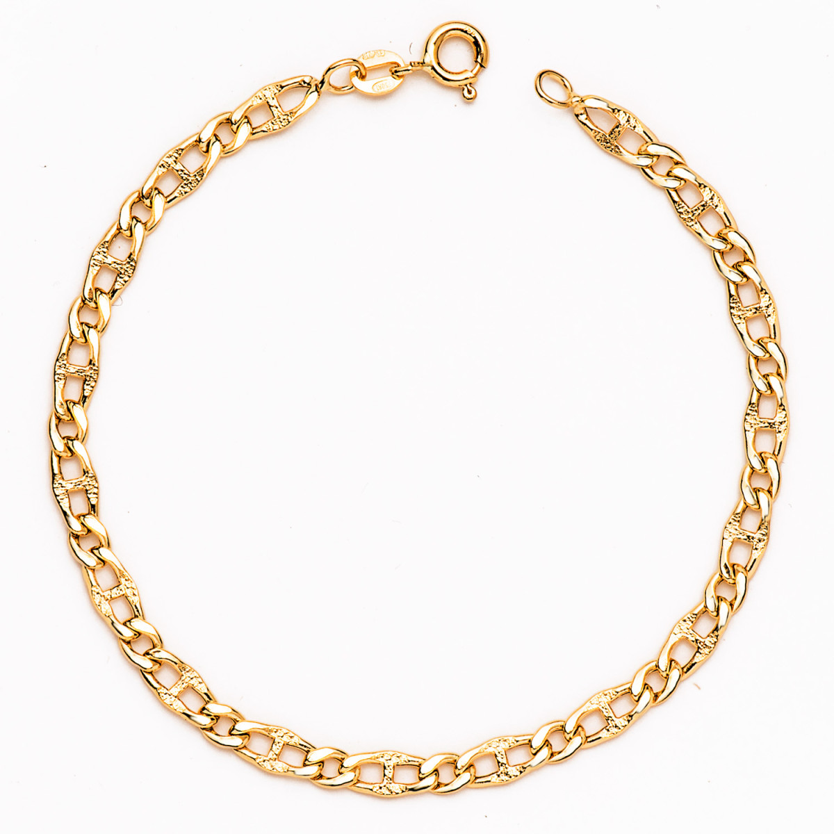 18K PULSERA ORO AMARILLO ESLABON ANCLA Y BARBADO ANCHO: 4 MM. LARGO: 19,5 CM