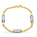 18k PULSERA ORO BICOLOR JUEGO COMUNION 4 CIRCONITA CADENA ESTERILLA