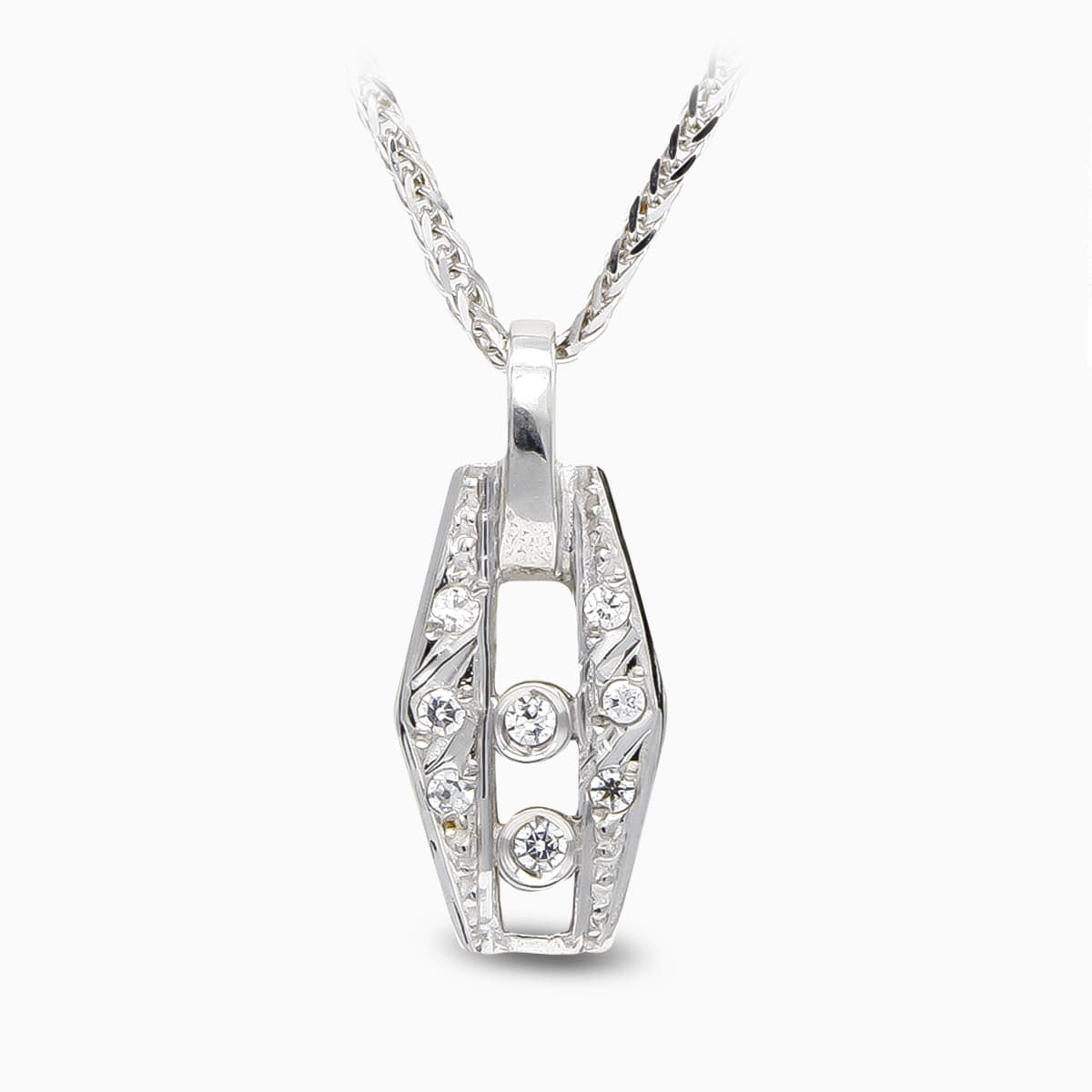 18K GARGANTILLA ORO BLANCO Y CIRCONITAS