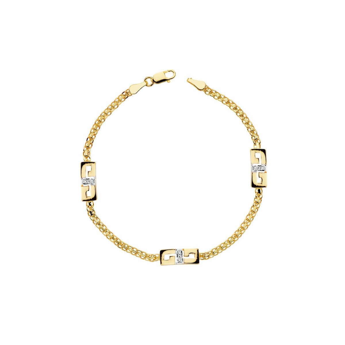 18K PULSERA BICOLOR CIRCONITA 17CM