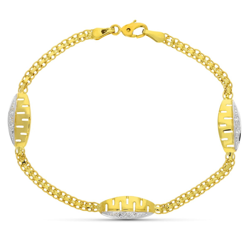 18K PULSERA ORO BICOLOR COMUNION CIRCONITA 17CM