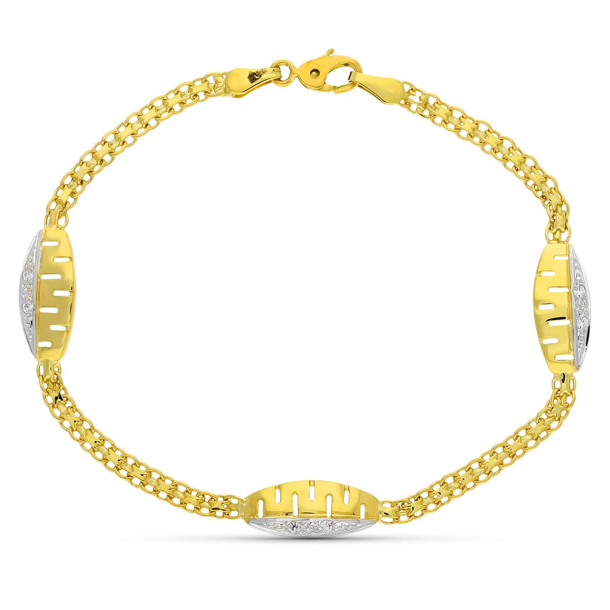 18K PULSERA ORO BICOLOR COMUNION CIRCONITA 17CM