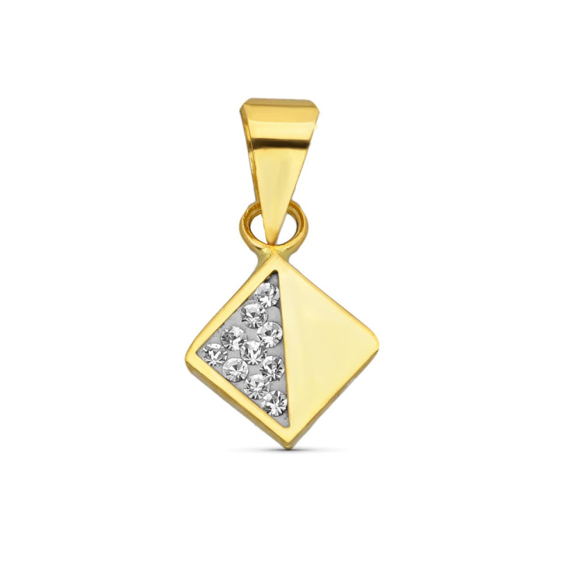 18K COLGANTE ORO AMARILLO CUADRADO CIRCONITA 10X7 MM