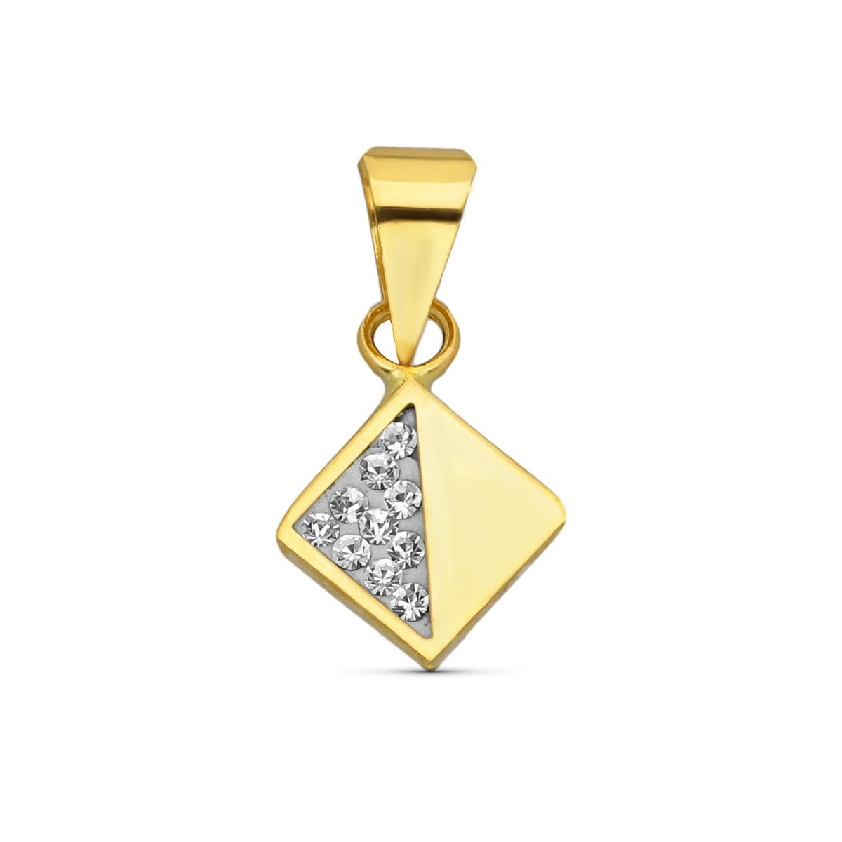 18K COLGANTE ORO AMARILLO CUADRADO CIRCONITA 10X7 MM