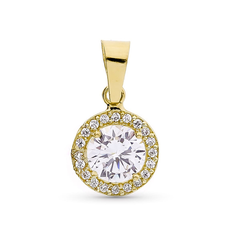 18K COLGANTE ORO AMARILLO REDONDO CON CIRCONITA 7 MM