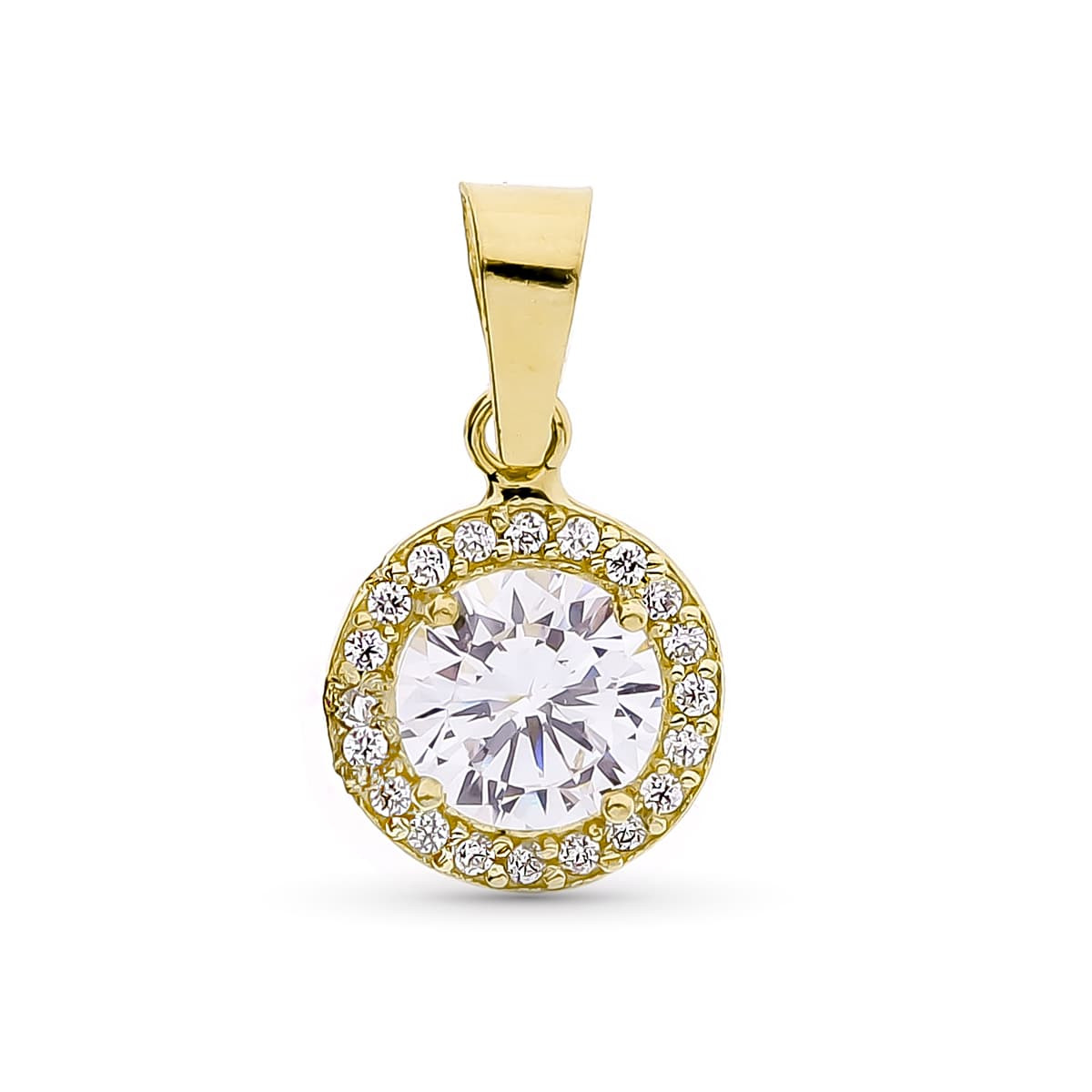 18K COLGANTE ORO AMARILLO REDONDO CON CIRCONITA 7 MM