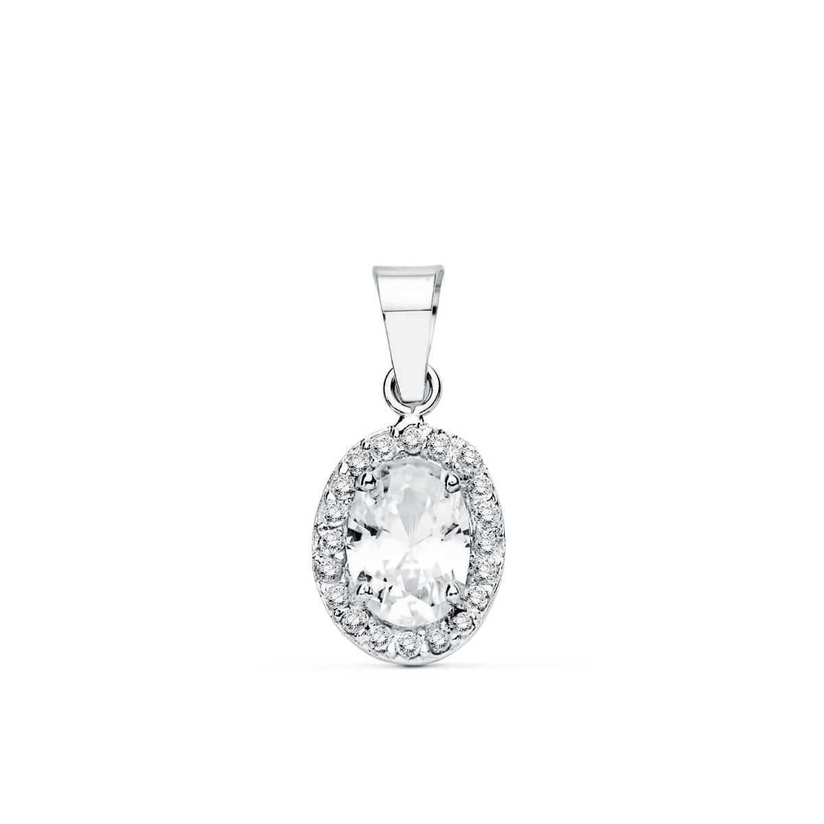 18K COLGANTE ORO BLANCO OVAL CIRCONITA 10X8 MM