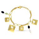18K PULSERA ORO AMARILLO PIEDRAS Y CUADRADOS 18K PULSERA ORO AMARILLO PIEDRAS Y CUADRADOS