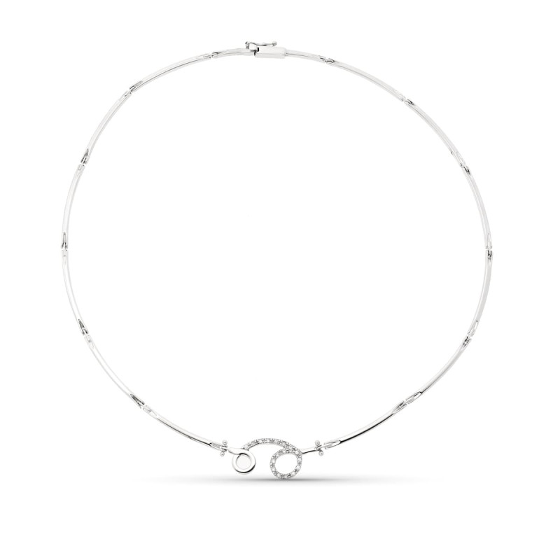 18K GARGANTILLA ORO BLANCO Y CIRCONITAS