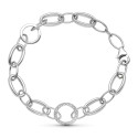 18K PULSERA ORO BLANCO ESLABON OVAL Y CIRCULAR CON CIRCONITA 18.5 CM 18K PULSERA ORO BLANCO ESLABON OVAL Y CIRCULAR CON CIRCONITA 18.5 CM