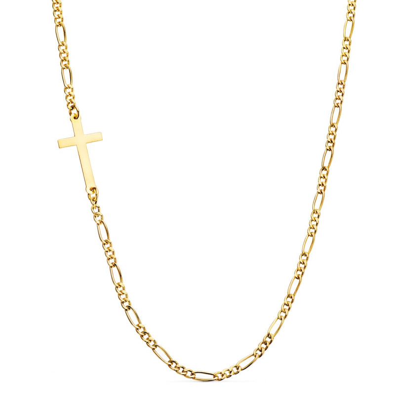 18K GARGANTILLA ORO AMARILLO CON CRUZ Y CADENA CARTIER LARGO: 42CM