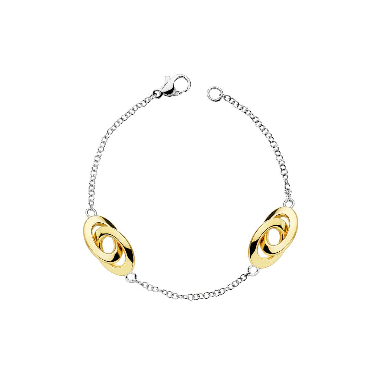 18K PULSERA HUECA ORO BICOLOR 19CM