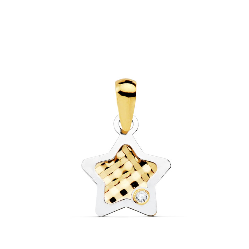 18K COLGANTE ESTRELLA BICOLOR 10X10 MM