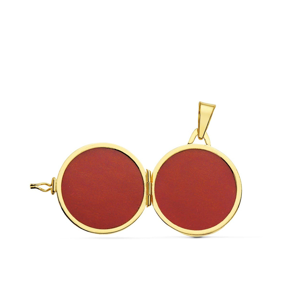18K GUARDAPELO DIJE PORTAFOTOS ORO AMARILLO REDONDO LABRADO. 21 MM