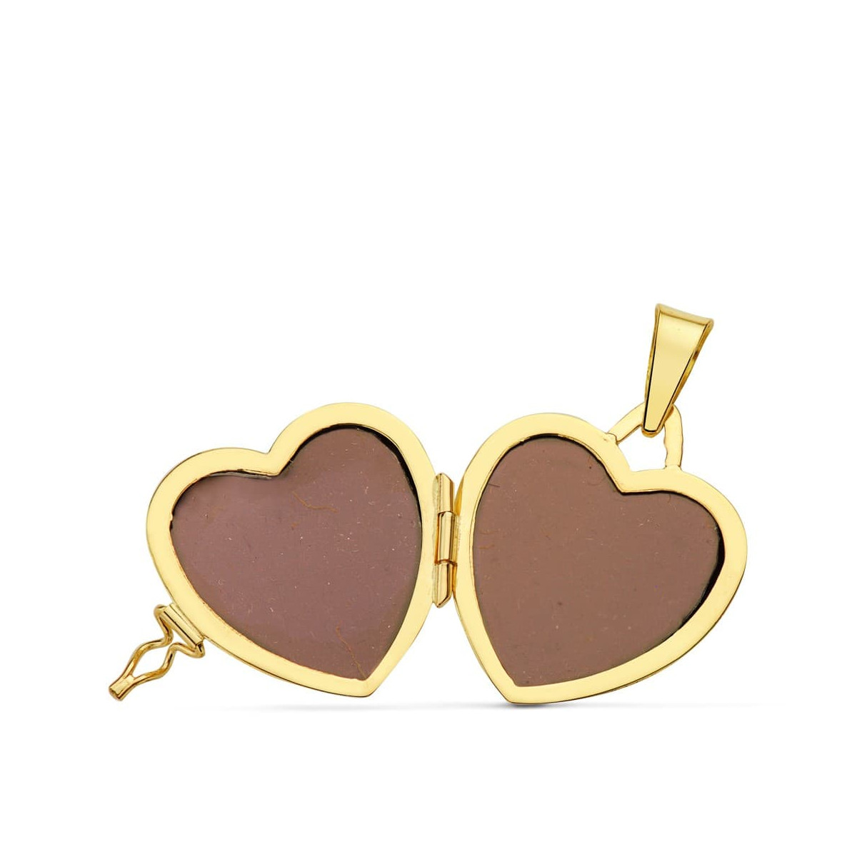 18K GUARDAPELO DIJE PORTAFOTOS ORO AMARILLO CORAZON BRILLO 20X20 MM C. AMOR