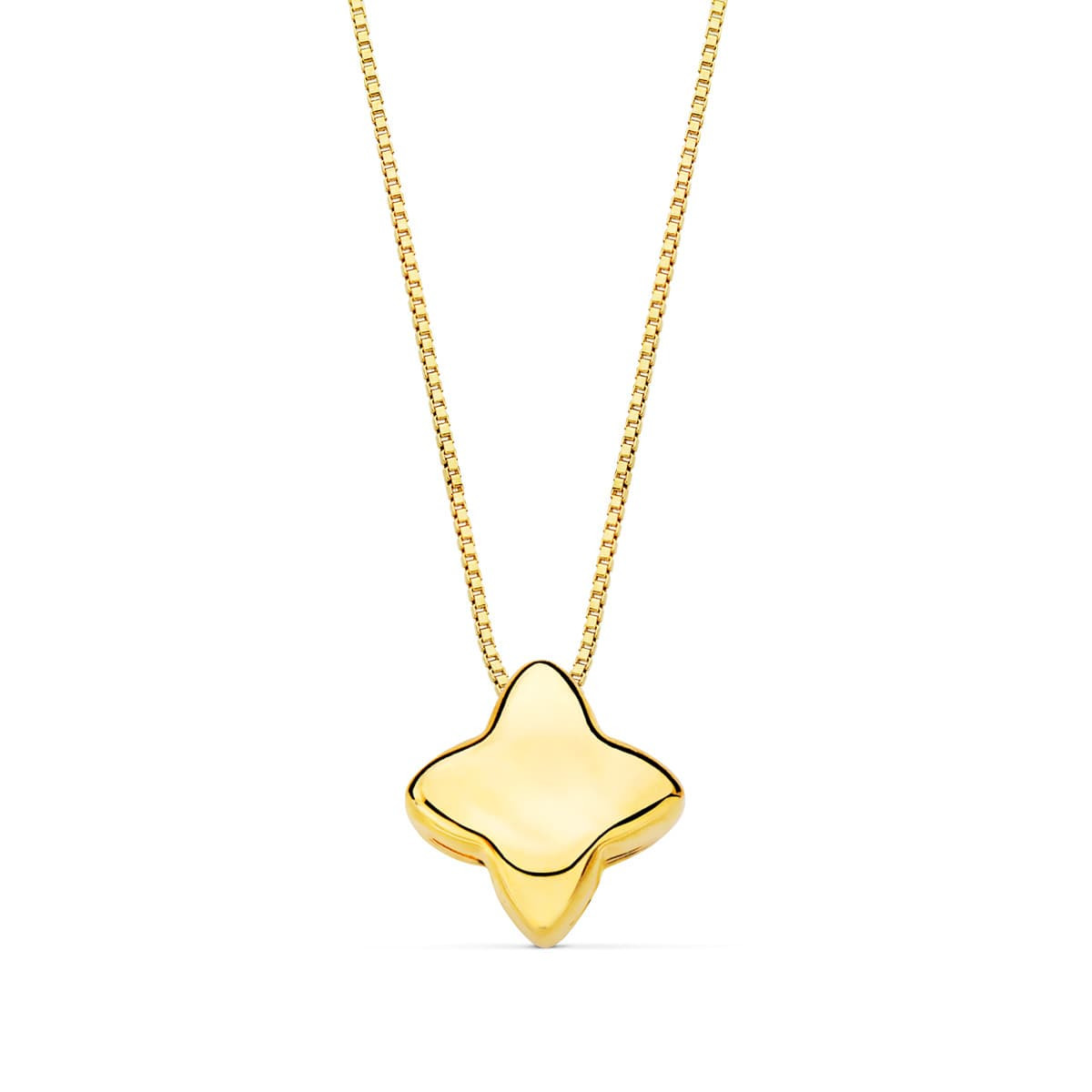 18K GARGANTILLA ORO AMARILLO ESTRELLA LISA 6.5X6.5 MM CADENA VENECIANA 42 3 CM