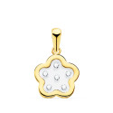 18K COLGANTE AMULETO ORO AMARILLO FLOR AIRSHINE TRANSPARENTE CON CIRCONITA 11X11 MM