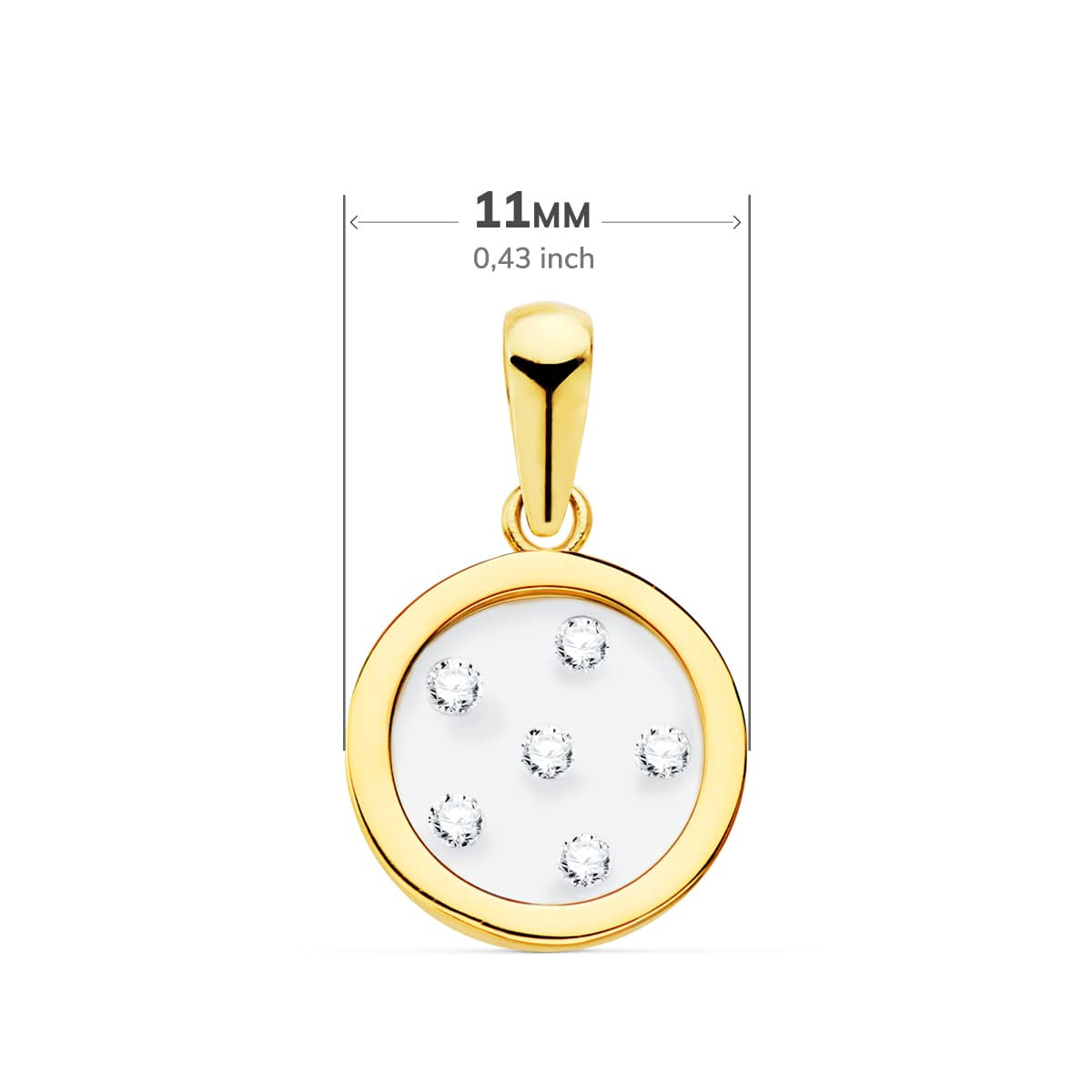 18K COLGANTE ORO AMARILLO REDONDO AIRSHINE TRANSPARENTE CON CIRCONITA 11 MM