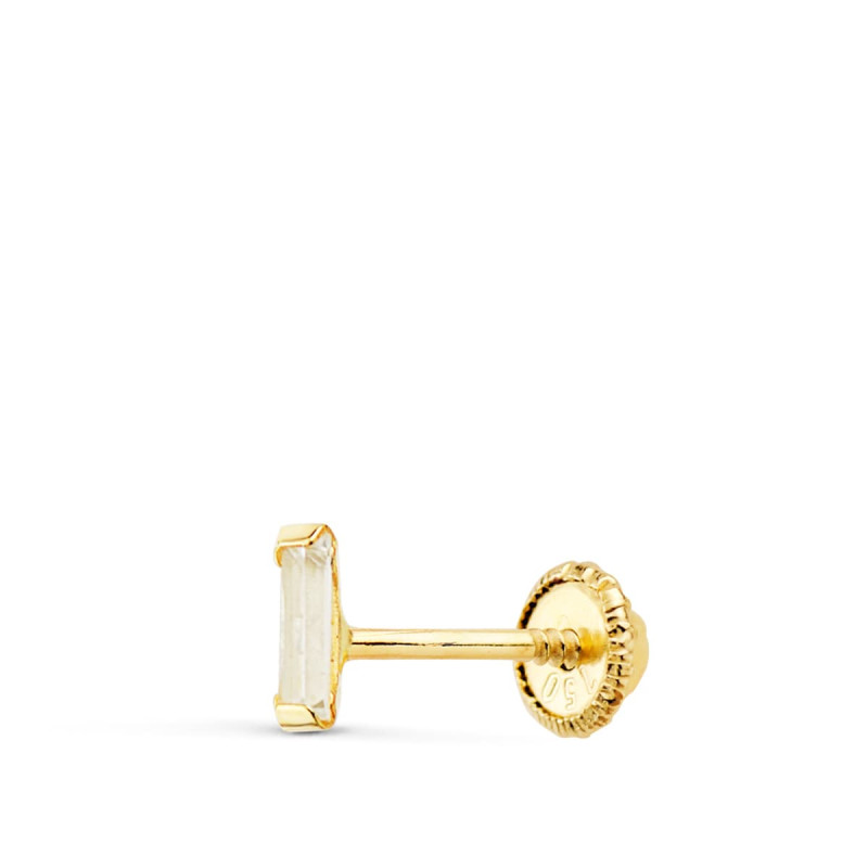 18K PIERCING OREJA ORO AMARILLO BARRITA CIRCONITA 4X2 MM ( MÍNIMO 3 UNIDADES)