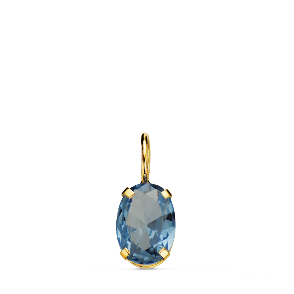 18K COLGANTE ORO AMARILLO OVAL PIEDRA COLOR AGUAMARINA 7 X 5 MM.