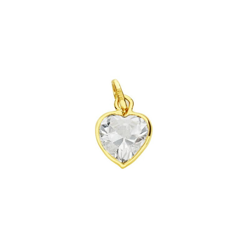 18K COLGANTE ORO AMARILLO CORAZON CIRCONITA 10X7 MM C. AMOR