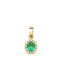 18K COLGANTE ORO AMARILLO PIEDRA OVAL TOPACIO PARAIBA Y CIRCONITAS. 6,5 X 5,5 MM.