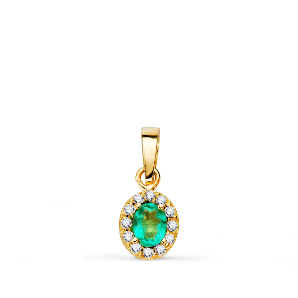 18K COLGANTE ORO AMARILLO PIEDRA OVAL TOPACIO PARAIBA Y CIRCONITAS. 6,5 X 5,5 MM.