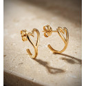 18K PENDIENTES ORO AMARILLO MEDIO ARO CORAZON CALADO EN BRILLO. MEDIDA: 13 X 6,5 MM. CIERRE PRESION C. AMOR