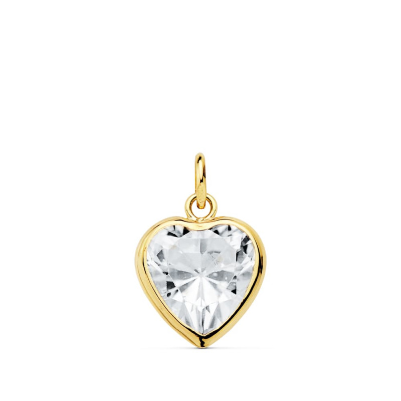 18K COLGANTE ORO AMARILLO CORAZON CIRCONITA 10X10 MM C. AMOR