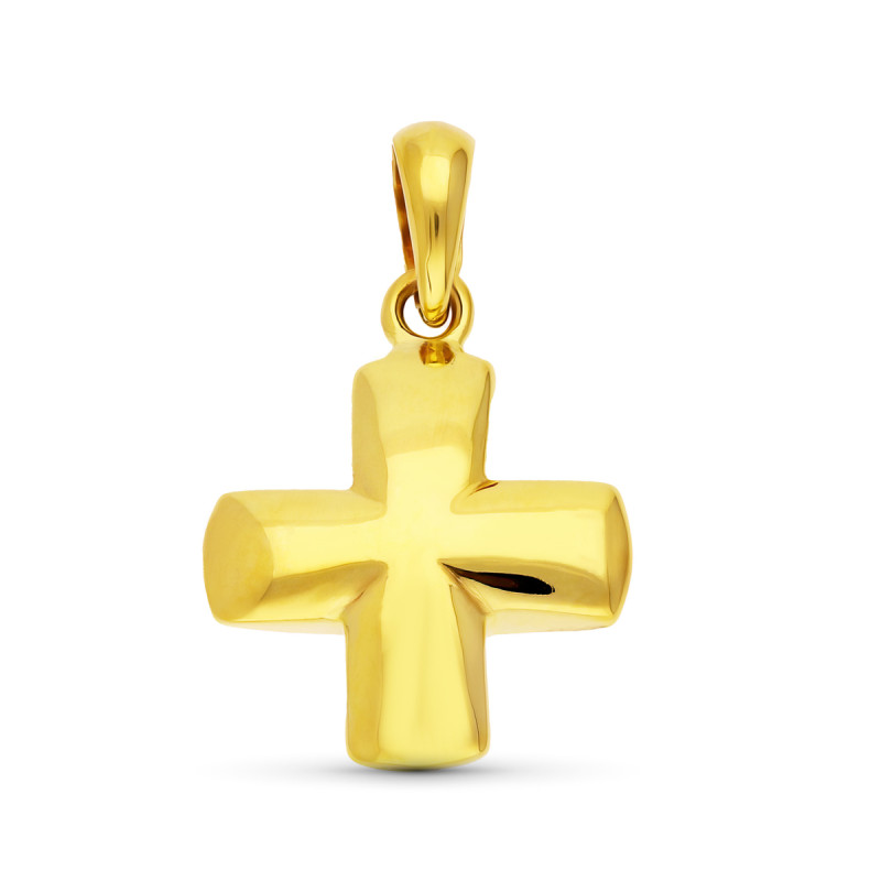 18K CRUZ ORO AMARILLO MATE Y BRILLO LISA 20X16 MM