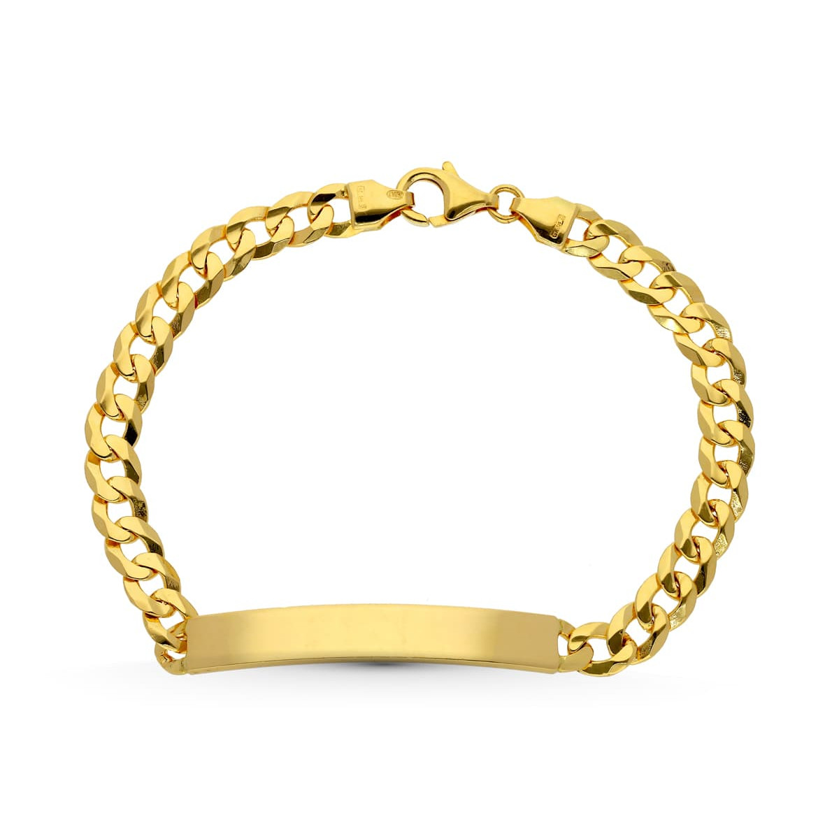 18K ESCLAVA ORO AMARILLO MACIZA BARBADA 21CM 6 MM
