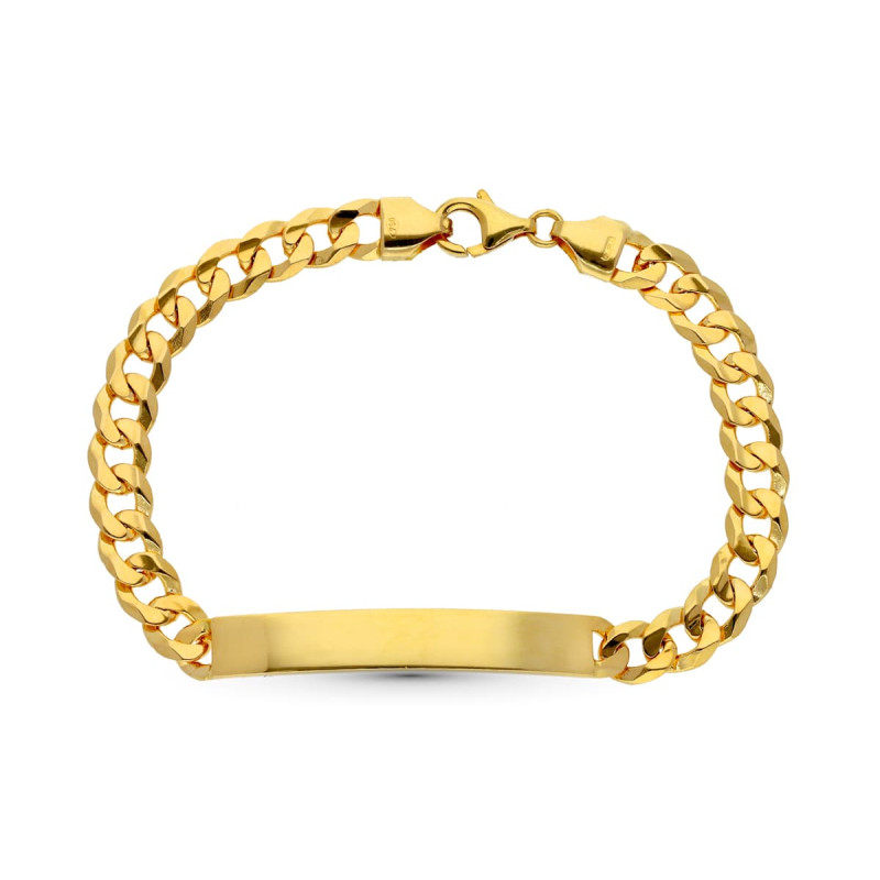 18K ESCLAVA ORO AMARILLO BARBADA MACIZA 21CM 7 MM