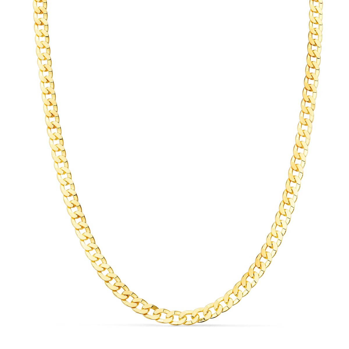 18K CADENA ORO AMARILLO MACIZA BARBADA LARGO 60CM ANCHO 3.75 MM