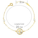 18K PULSERA ORO AMARILLO NACAR CON CRUZ 12 MM Y BOLAS JADE 4 MM CADENA 18 2.5 CM 18K PULSERA ORO AMARILLO NACAR CON CRUZ 12 MM Y BOLAS JADE 4 MM CADENA 18 2.5 CM