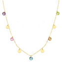 18K GARGANTILLA ORO AMARILLO PLACA CHAPAS 5 MM Y PIEDRAS 5 MM CADENA FORZADA 45CM