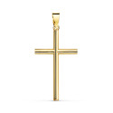 18K CRUZ ORO AMARILLO PALO LISO HUECO 26X15X2 MM