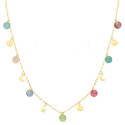 18K GARGANTILLA AMARILLO PLACA CHAPAS FORMAS 5 MM Y PIEDRAS 5 MM CADENA FORZADA 45CM 18K GARGANTILLA AMARILLO PLACA CHAPAS FORMAS 5 MM Y PIEDRAS 5 MM CADENA FORZADA 45CM