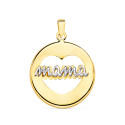 18K COLGANTE ORO BICOLOR REDONDO CORAZON CALADO 18 MM