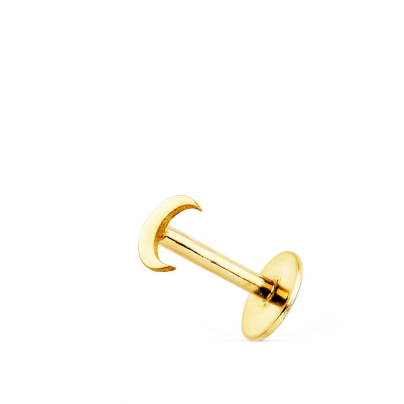 18K PIERCING OREJA ORO AMARILLO MEDIA LUNA BRILLO 4X3 MM ( UNIDAD )