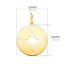 18K COLGANTE ORO AMARILLO ROSA DE LOS VIENTOS BRILLO Y CALADA 16 MM