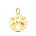 18K COLGANTE ORO AMARILLO REDONDO MAMA TE QUIERO CON CORAZONE CALADOS 15 MM 18K COLGANTE ORO AMARILLO REDONDO MAMA TE QUIERO CON CORAZONE CALADOS 15 MM