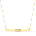 18K COLGANTE ORO AMARILLO PLACA CHAPA HORIZONTAL BRILLO 40X4 MM CADENA 44 2 CM