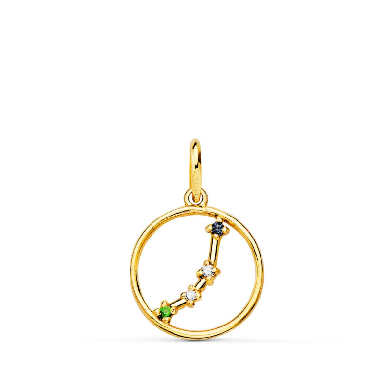 18K HOROSCOPO ORO AMARILLO ARIES CONSTELACIONES CIRCONITA 12 MM