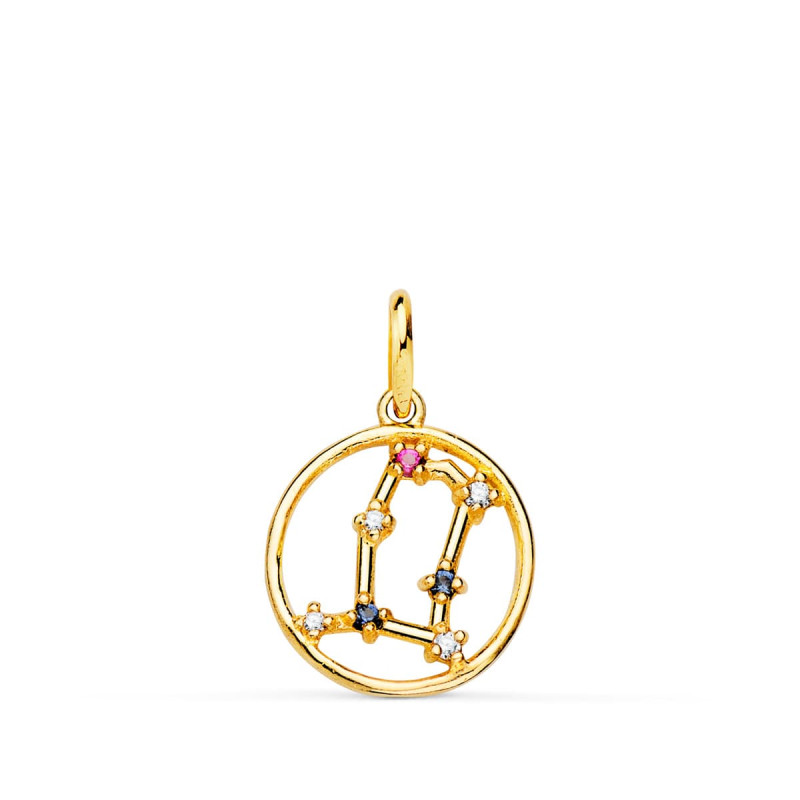 18K HOROSCOPO ORO AMARILLO GEMINIS CONSTELACIONES CIRCONITA 12 MM