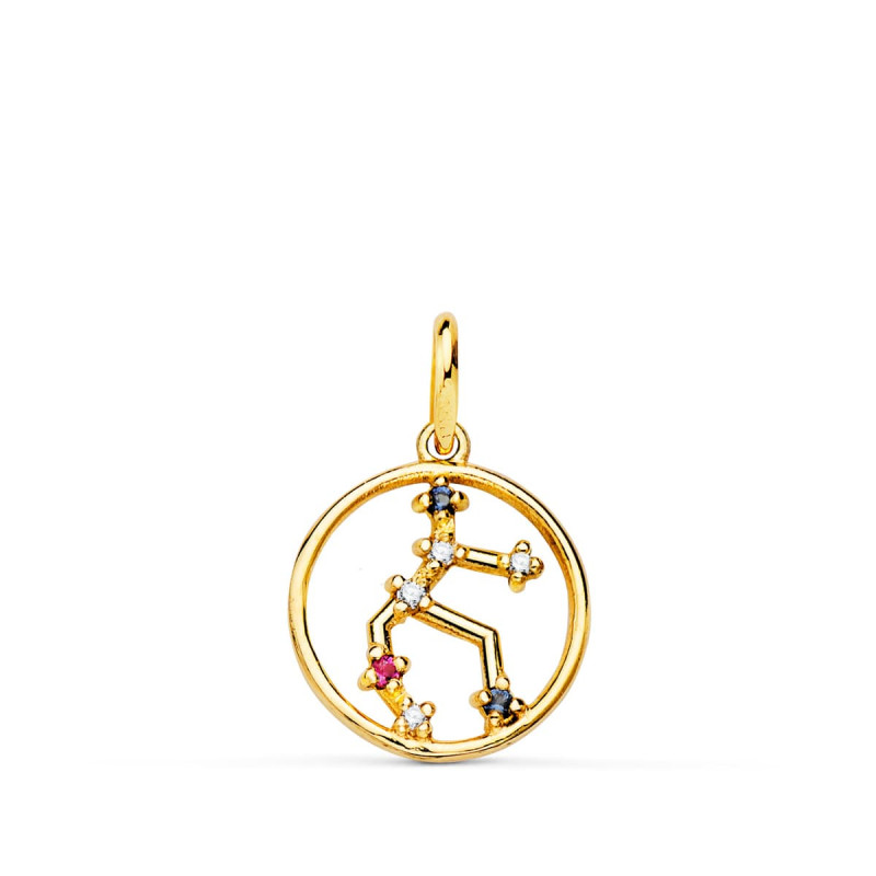 18K HOROSCOPO ORO AMARILLO VIRGO CONSTELACIONES CIRCONITA COLOR 12 MM