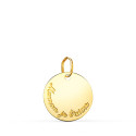 18K COLGANTE DISCO ORO AMARILLO BRILLO 15 MM MAMAN JE TAIME 18K COLGANTE DISCO ORO AMARILLO BRILLO 15 MM MAMAN JE TAIME