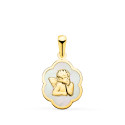 18K COLGANTE ORO AMARILLO NUBE CON ANGEL BURLON Y NACAR BLANCO 15 X 12 MM 18K COLGANTE ORO AMARILLO NUBE CON ANGEL BURLON Y NACAR BLANCO 15 X 12 MM