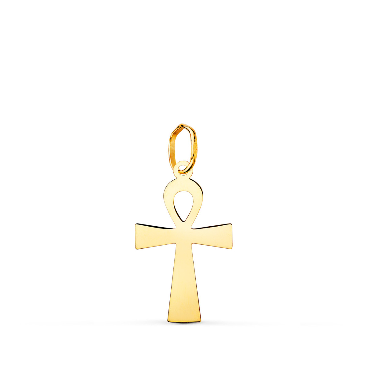 18K COLGANTE ORO AMARILLO BRILLO CRUZ DE LA VIDA EGIPCIA 18 X 10 MM AMULETO EGIPCIO ANKH